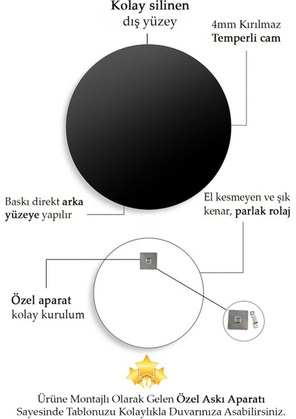 Soyut Mavi Düzen Tasarımı, Dayanıklı Yuvarlak Cam Tablo, Şık Ev Dekoru