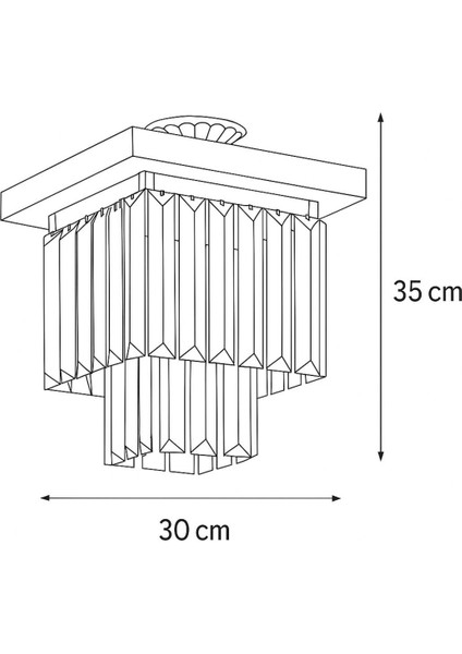 30 cm Kare Gümüş Kristal Taşlı Modern Avize, Şık ve Işıltılı Aydınlatma Parçası fırsatları