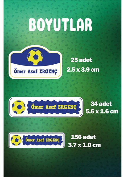 Isme Özel Okul Etiketi Kalem Defter Etiketi Sticker Çocuk Futbol Sarı Lacivert Figürlü Isim Etiketi fiyatları