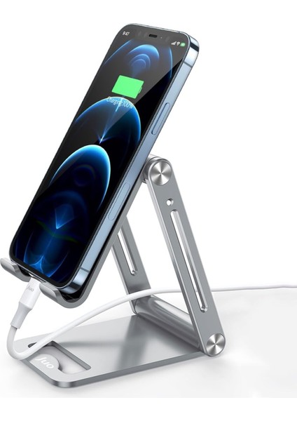 Alüminyum Katlanabilir Metal Masaüstü Telefon Tutucu Standı Gümüş