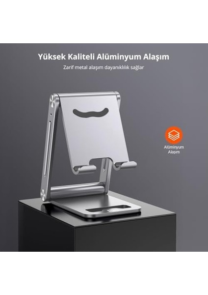 Alüminyum Katlanabilir Metal Masaüstü Telefon Tutucu Standı Gümüş fiyatları