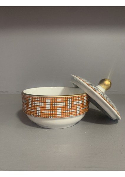 Porselen Kapaklı Şekerlik Hny Turuncu Serisi fiyatları