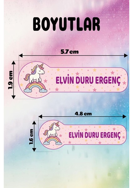 Isme Özel Okul Etiketi Kalem Defter Etiketi Sticker Kız Çocuk Unicorn Figürlü Isim Etiketi fiyatları