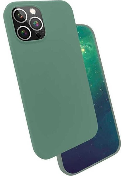 Ile Uyumlu iPhone 12 Pro Kılıf Silk Silikon, Koyu Yeşil