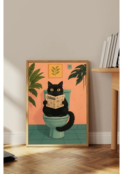 Şık Ahşap Çerçeveli Oturma ve Mutfak Salon Tablosu TK0391