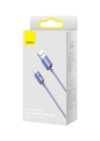 Crystal Shine 100W Type-C To Type-C Kablo - 1.2 Metre, Mor Renk, Hızlı Şarj ve Veri Transferi, Örgülü Dayanıklı Tasarım, Usb-C Power Delivery Uyumluluğu modelleri