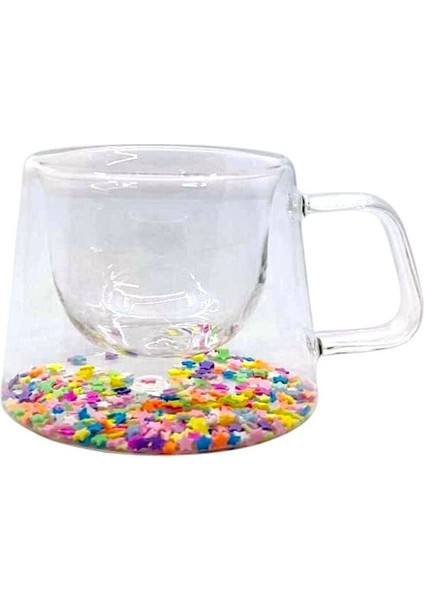 Çift Cidarlı Cam Kupa, 200ML, Renkli, Yıldız Figürlü, Şık ve Dayanıklı Tasarım modelleri