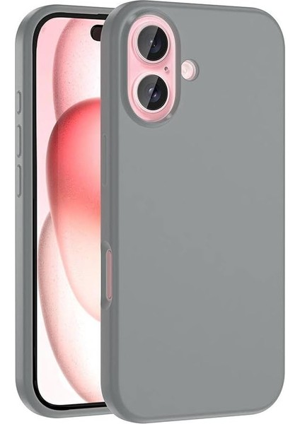 Ile Uyumlu iPhone 16 Plus Kılıf Magsafe Şarj Özellikli Sıvı Teknolojili Silinebilir Sert Zore Kivi Kapak Natürel Titanyum