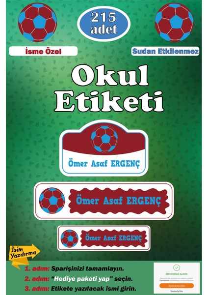 Isme Özel Okul Etiketi Kalem Defter Etiketi Sticker Çocuk Bordo Mavi Figürlü Isim Etiketi Set-3