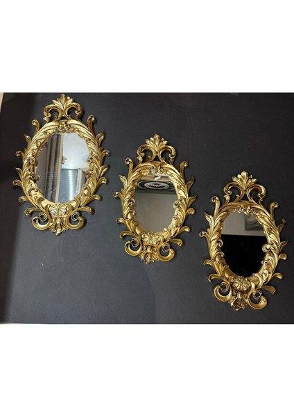 Şık Üçlü Antik Altın Ayna Takımı, Zarif ve Estetik Dekorasyon Parçası fırsatları