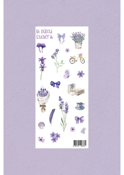 M16- Mor Sevdası Çiçekli Sticker Seti