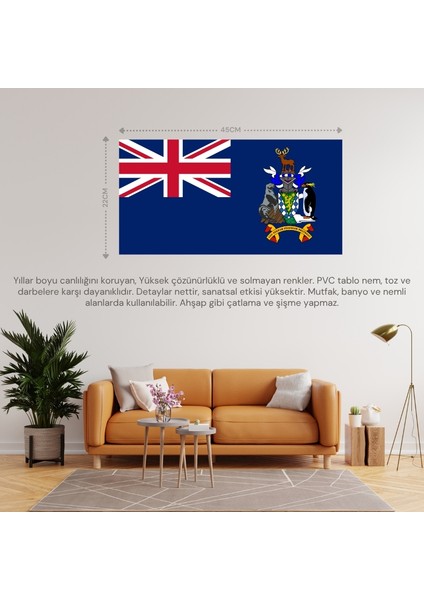 Güney Georgia ve Sandviç Adaları Ülke Bayrağı 45X22CM Duvar Tablosu Çerçevesiz Pvc Tablo fiyatları