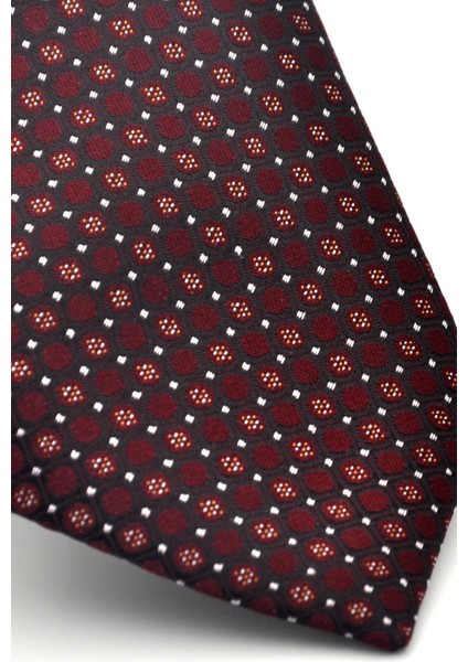 Beyaz Karışık Desenli Bordo Dokuma Kumaş Mendilli Slim Fit Kravat // SDK-2502-3 modelleri
