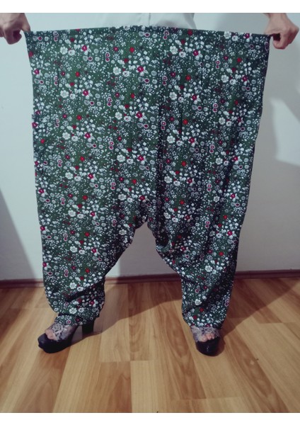 Viskon Basma Kumaş Çiçek Desenli Cepli Şalvar %100 Pamuk 38 Beden 100 Kiloya Kadar modelleri