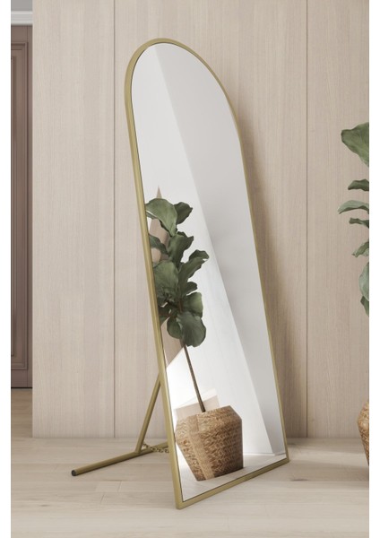 Altın Metal Çerçeveli 150X60 cm Oval Ayaklı Boy Aynası, Şık ve Modern Tasarım fiyatları