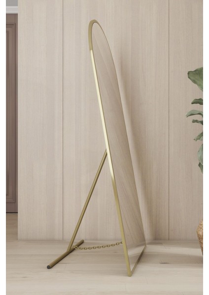 Altın Metal Çerçeveli 150X60 cm Oval Ayaklı Boy Aynası, Şık ve Modern Tasarım modelleri