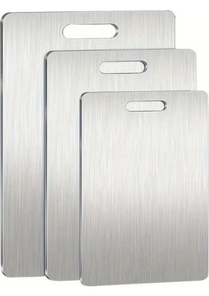 3'lü Paslanmaz Çelik Kesme Tahtası Seti