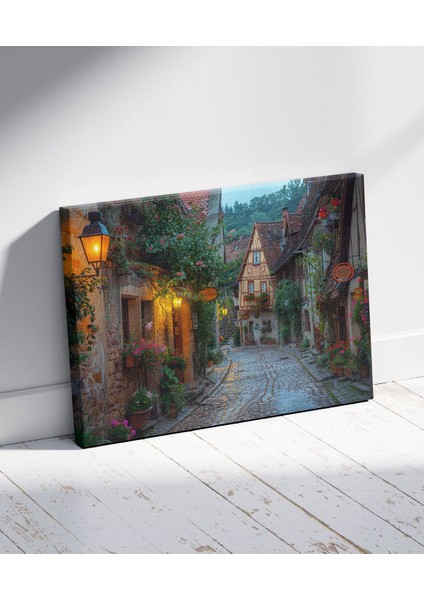 Eguisheim Kasabası Fransa Dekoratif Renkli Kanvas Tablo modelleri