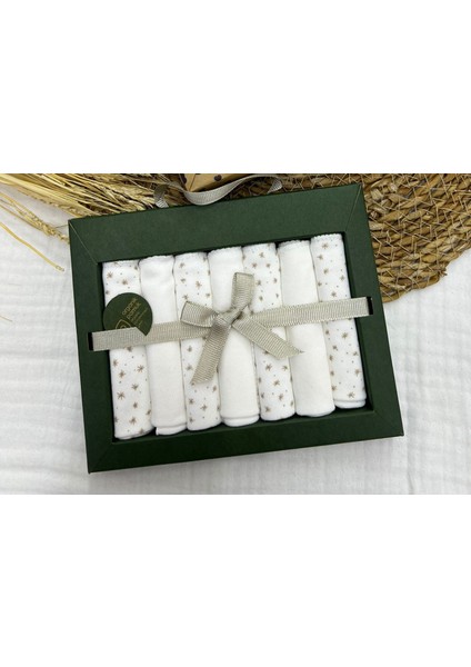 Coton 7li Bebek Ağız Silme Mendili Yıldız Desenli Organik / /2064