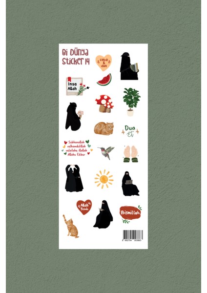 M14 - Peçeli Kızın Dünyası Islami Sticker Seti