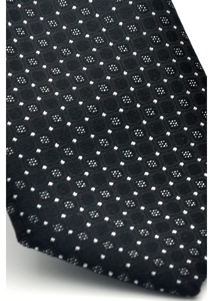 Beyaz Karışık Desenli Siyah Dokuma Kumaş Mendilli Slim Fit Kravat // SDK-2502-1 modelleri