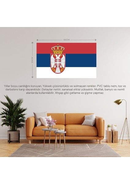 Sırbistan Ülke Bayrağı 45X30CM Duvar Tablosu Çerçevesiz Pvc Tablo fiyatları