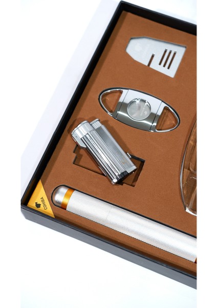 Çakmak Kesici Küllük Sehpa Tüp Gümüş Beşli Puro Seti fiyatları