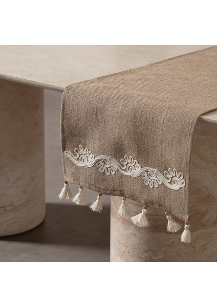 Şık Jüt Lase Işlemeli Runner 45X130 Beyaz, Zarif ve Dayanıklı Dekoratif Ürün fiyatları