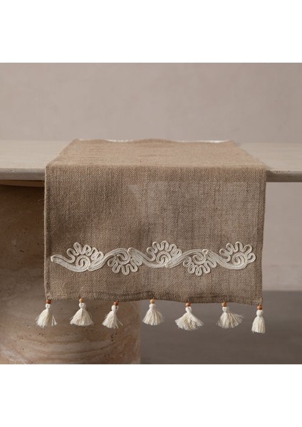 Şık Jüt Lase Işlemeli Runner 45X130 Beyaz, Zarif ve Dayanıklı Dekoratif Ürün modelleri