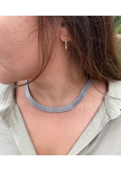 Çelik Hasır Model Orta Kalın Silver Kolye