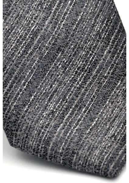 Gri Kırcıllı Desenli Füme Dokuma Kumaş Mendilli Slim Fit Kravat // SDK-2501-3 modelleri