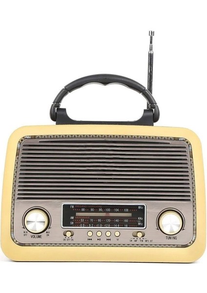 Kahverengi Eskitme Nostalji Radyo Bluetooth Fm Sd Aux 301