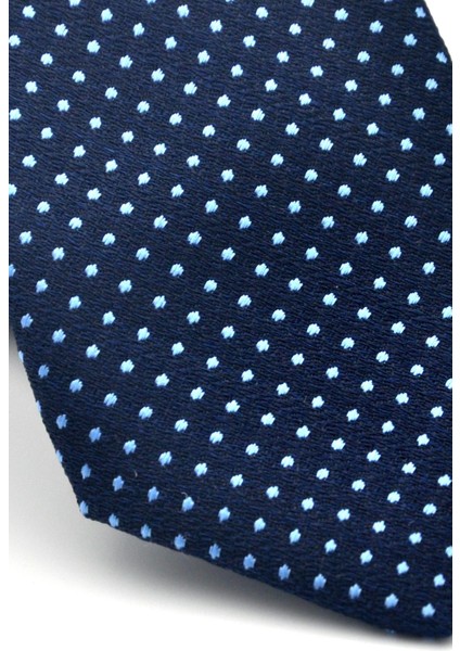 Mavi Nokta Desenli Lacivert Dokuma Kumaş Mendilli Slim Fit Kravat // SDK-2510-2 modelleri