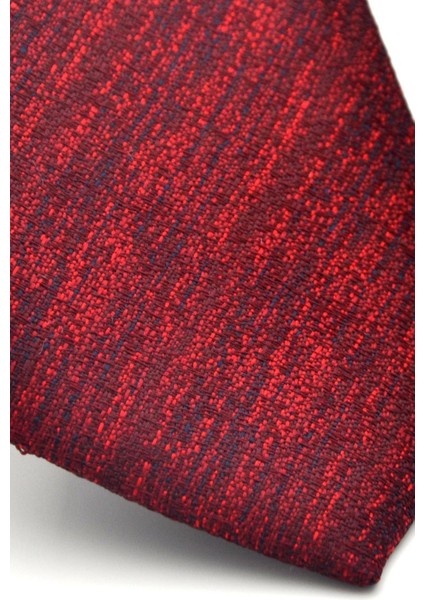 Kırmızı Kırcıllı Desenli Bordo Dokuma Kumaş Mendilli Slim Fit Kravat // SDK-2501-4 modelleri