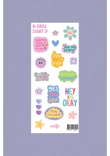 M51 – Motivasyon Cümleleri (Ingilizce) Sticker Seti