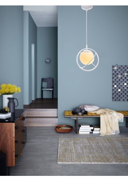 Beyaz Camlı Modern Endüstriyel Sarkıt Avize, Salon, Mutfak, Çocuk Odası, Oturma Odası