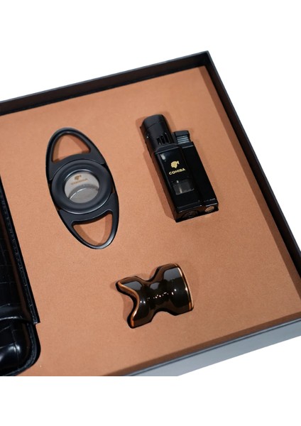 Çakmak Kesici Kılıf Sehpa Siyah Dörtlü Puro Seti fırsatları