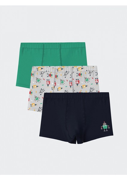 Lcw Kids Gri Baskılı Erkek Çocuk Boxer 3'lü