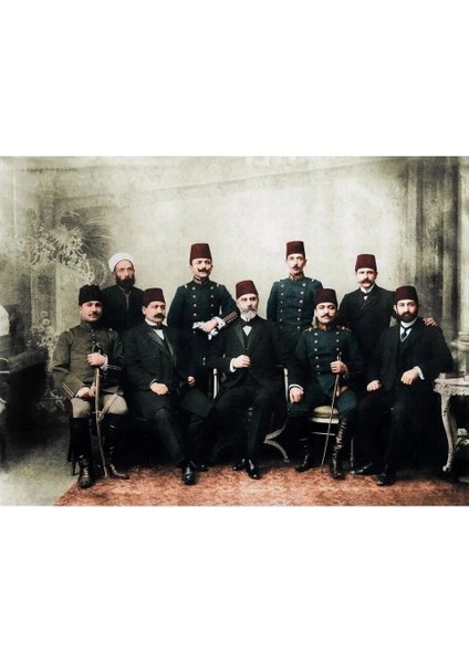 Çok Renkli Enver Paşa ve Ittihat Terakki Tarihi Kanvas Tablo