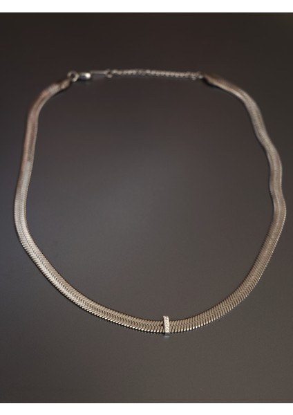 Saaden Italyan Tasarım Balık Sırtı Tek Taşlı Çelik Kolye modelleri