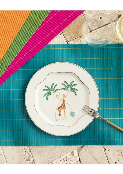 Renkli Bambu 4'lü Amerikan Servis Seti, Şık ve Doğal Ev Dekoru.