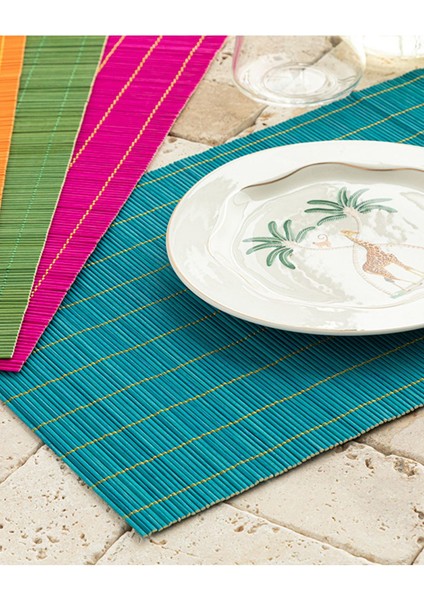 Renkli Bambu 4'lü Amerikan Servis Seti, Şık ve Doğal Ev Dekoru. fiyatları