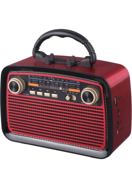 Klasik Tasarımlı Renkli Radyo, Bluetooth, Fm, Usb, Sd, Mp3, Aux, Işıklı Hoparlör
