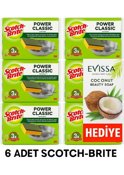 Bulaşık Süngeri Yeşil 2'li Oluksuz x 6 Paket / 12 Sünger (Evissa 100 Gr. Güzellik Sabunu Hediye