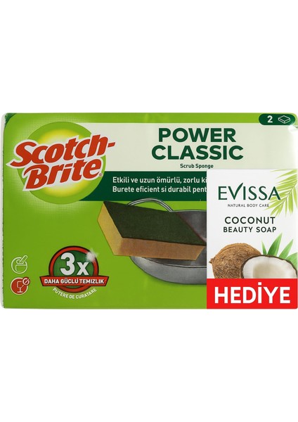 Bulaşık Süngeri Yeşil 2'li Oluksuz x 6 Paket / 12 Sünger (Evissa 100 Gr. Güzellik Sabunu Hediye fiyatları