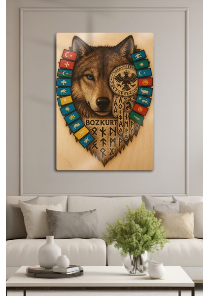 Renkli Metal Baskı, Türk Bayrağı ve Kurt Temalı Dekoratif Tablo fırsatları