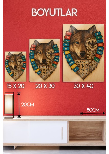 Renkli Metal Baskı, Türk Bayrağı ve Kurt Temalı Dekoratif Tablo indirimleri