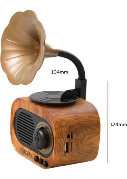 Mini Nostaljik Radyo, Bluetooth, Usb, Sd ile Şık ve Taşınabilir Ses Cihazı