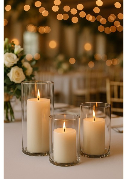 3'lü Cam Vazo ve Mumluk Seti, Şık ve Renkli Dekorasyon Aksesuarları fiyatları