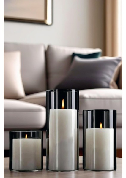 3'lü Cam Vazo ve Mumluk Seti, Şık ve Renkli Dekorasyon Aksesuarları indirimleri